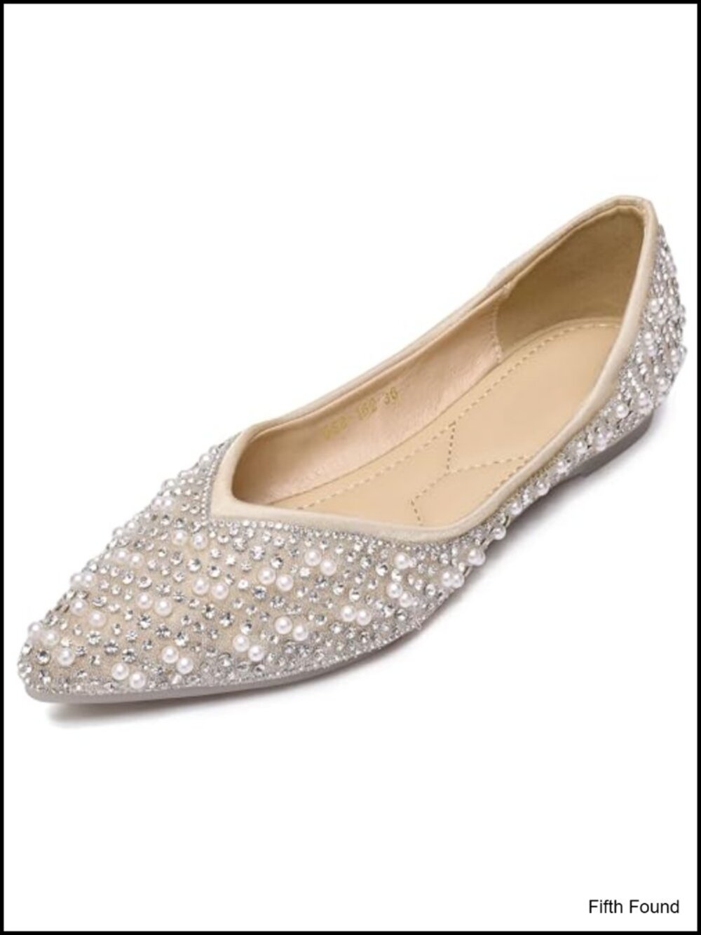 Rhinestone Pointed Toe Flats Memory Foam Insole Wedding Dress Shoes